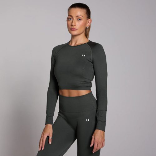 MP Női Shape Seamless Hosszú Ujjú Crop Top - Sötétszürke